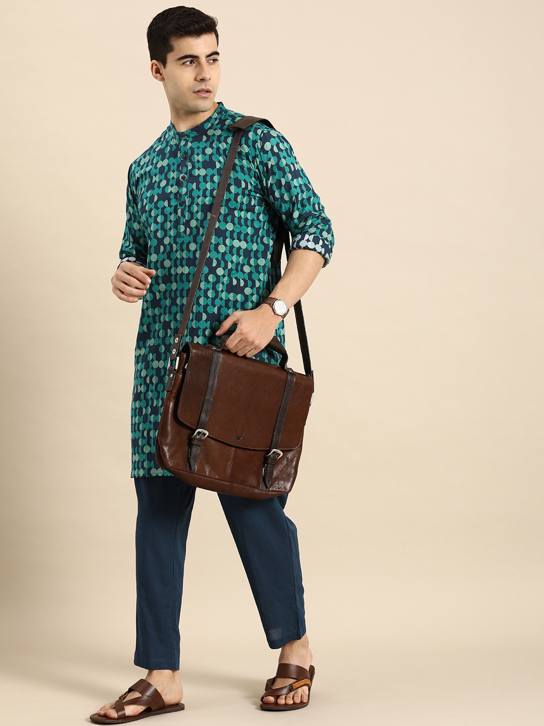 

Anouk Men Blue & Navy Blue Printed Pure Cotton Kurta with Pyjamas