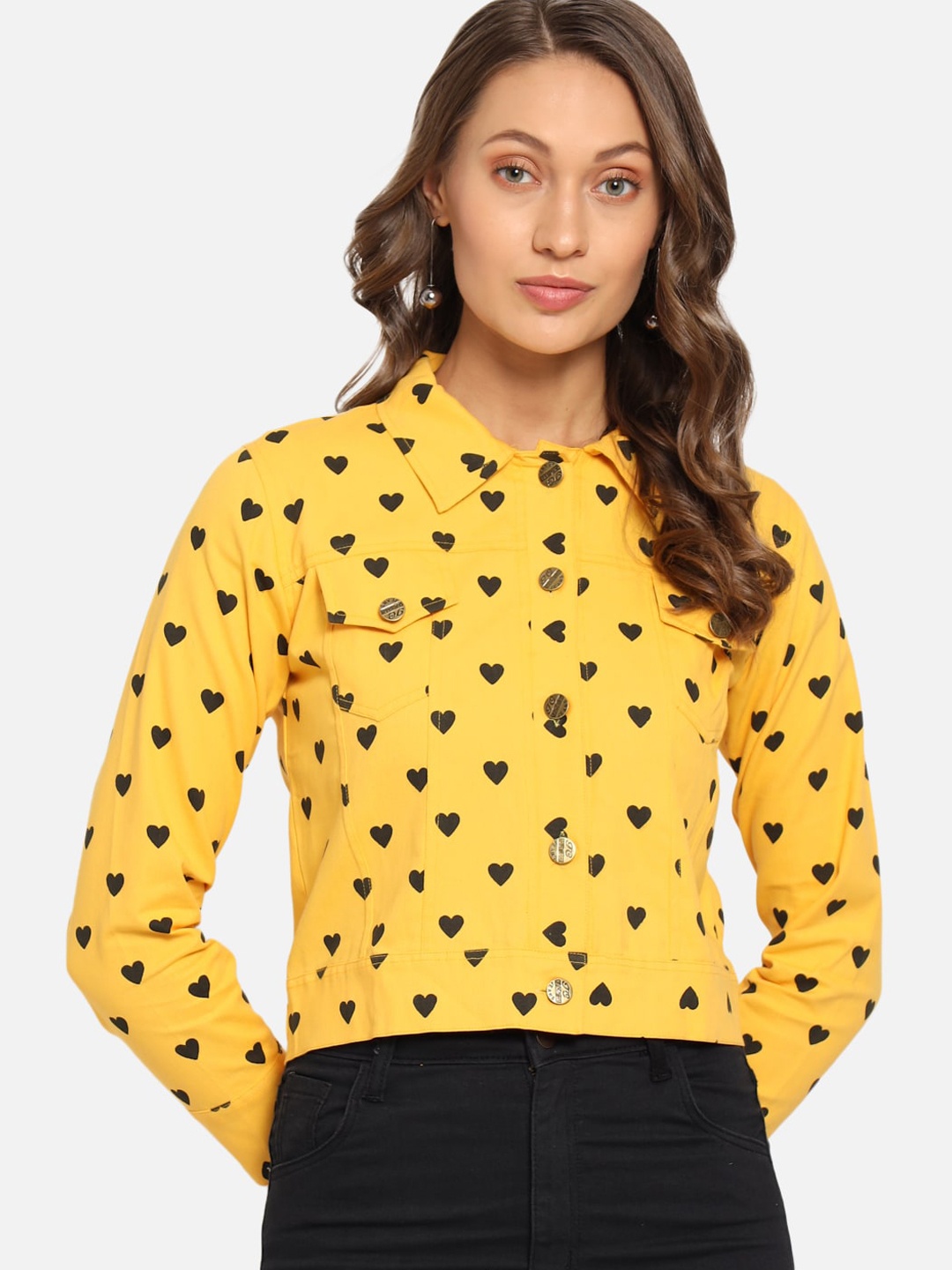 

FurryFlair Women Yellow Geometric Crop Outdoor Tailored Jacket