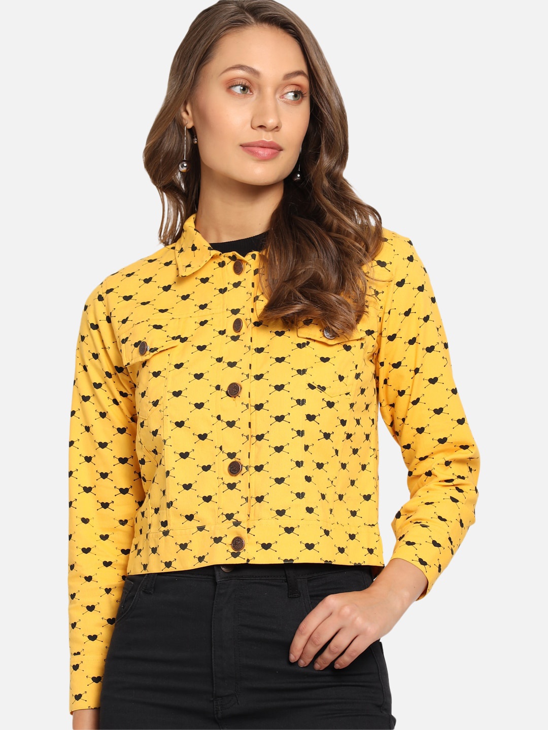 

FurryFlair Women Yellow Black Crop Outdoor Tailored Jacket