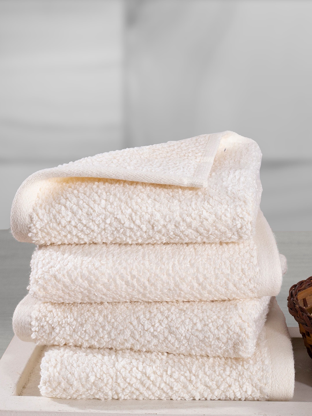 

MASPAR Pack of 5 Beige 550 GSM Cotton Jacquard Hand Towels
