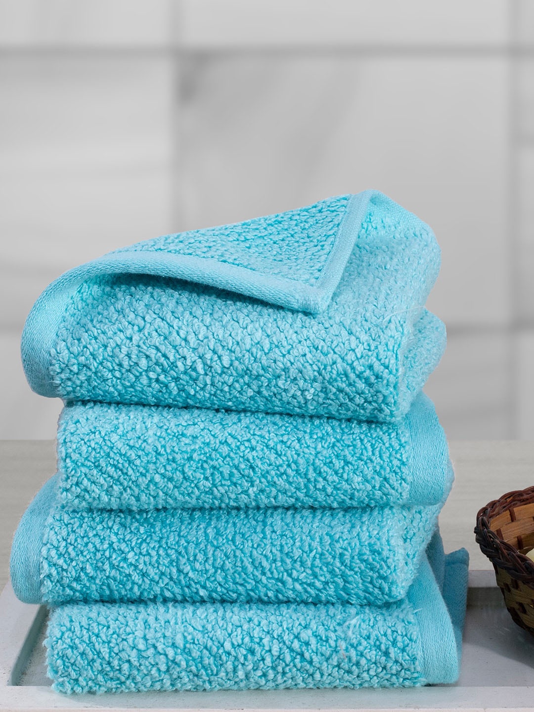 

MASPAR Pack Of 4 Blue Windsor 550 GSM Cotton Jacquard Face Towel Set