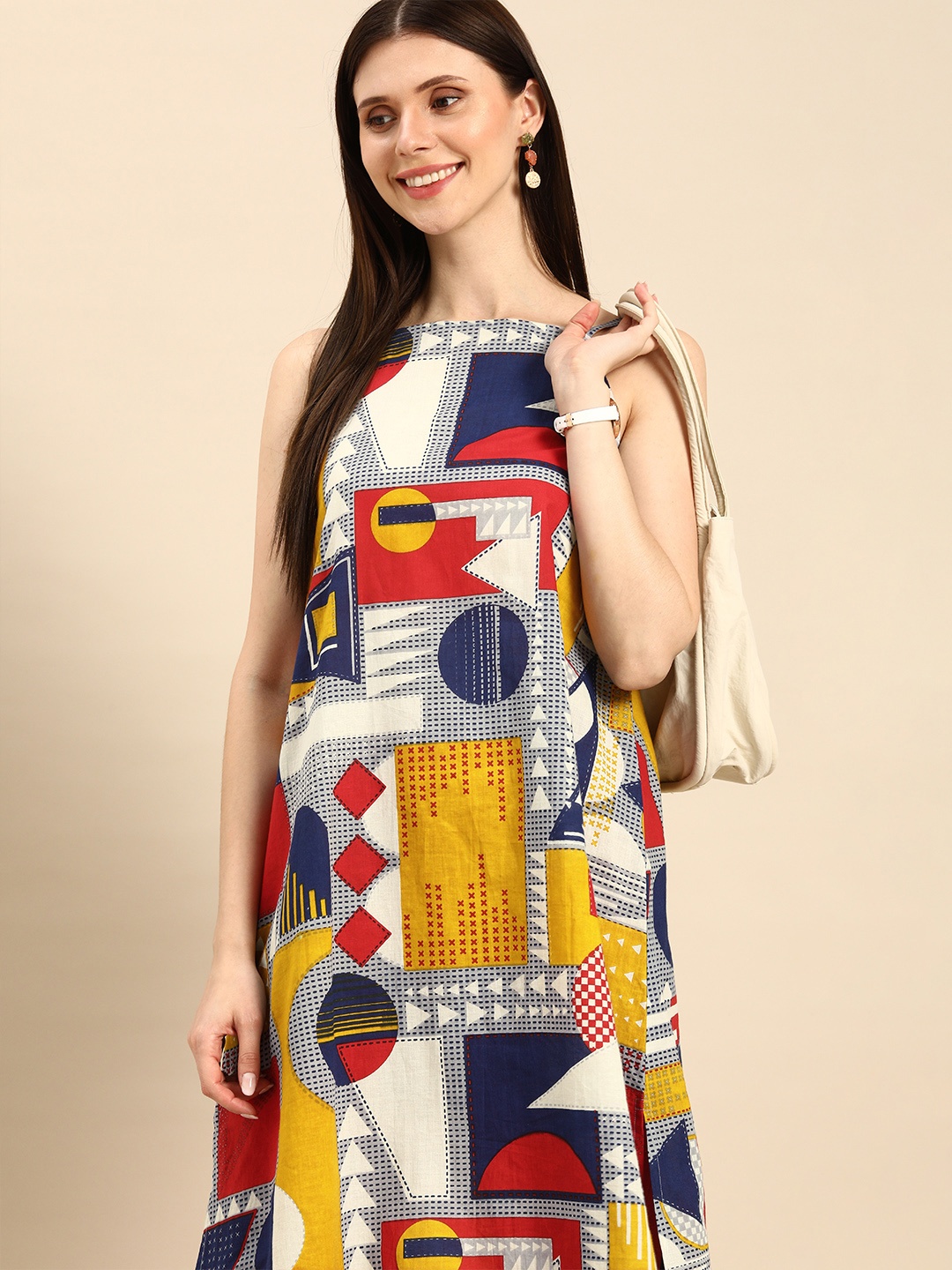 

Anouk Multicoloured Printed Ethnic Sheath Dress, Multi