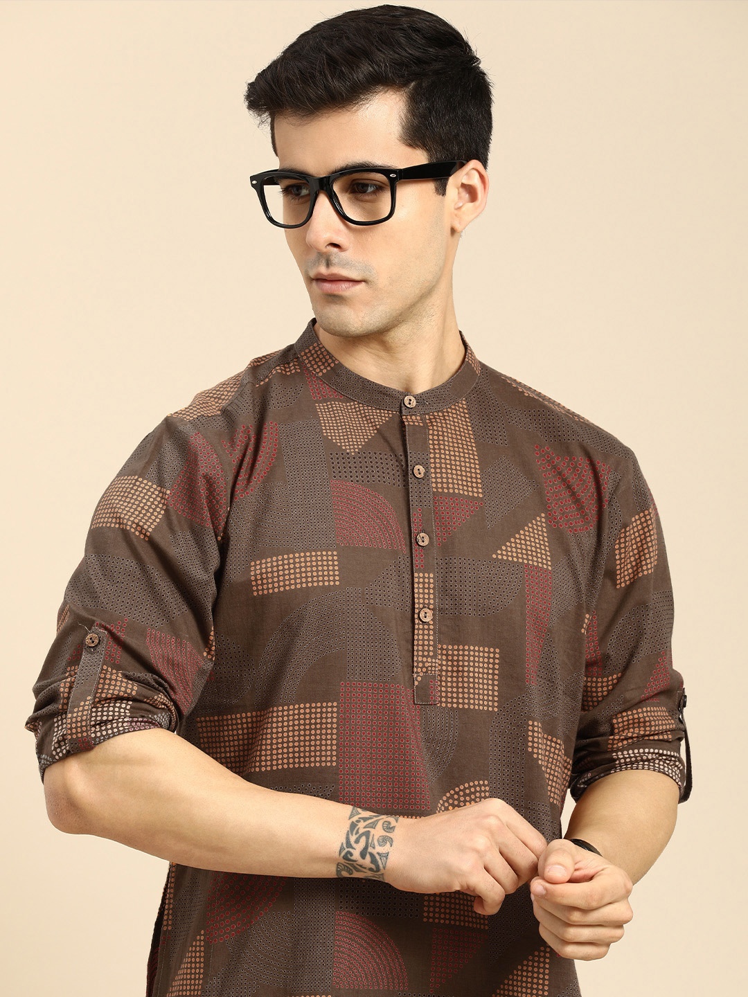 

Anouk Men Multicoloured Printed Pure Cotton Kurta with Trousers, Multi