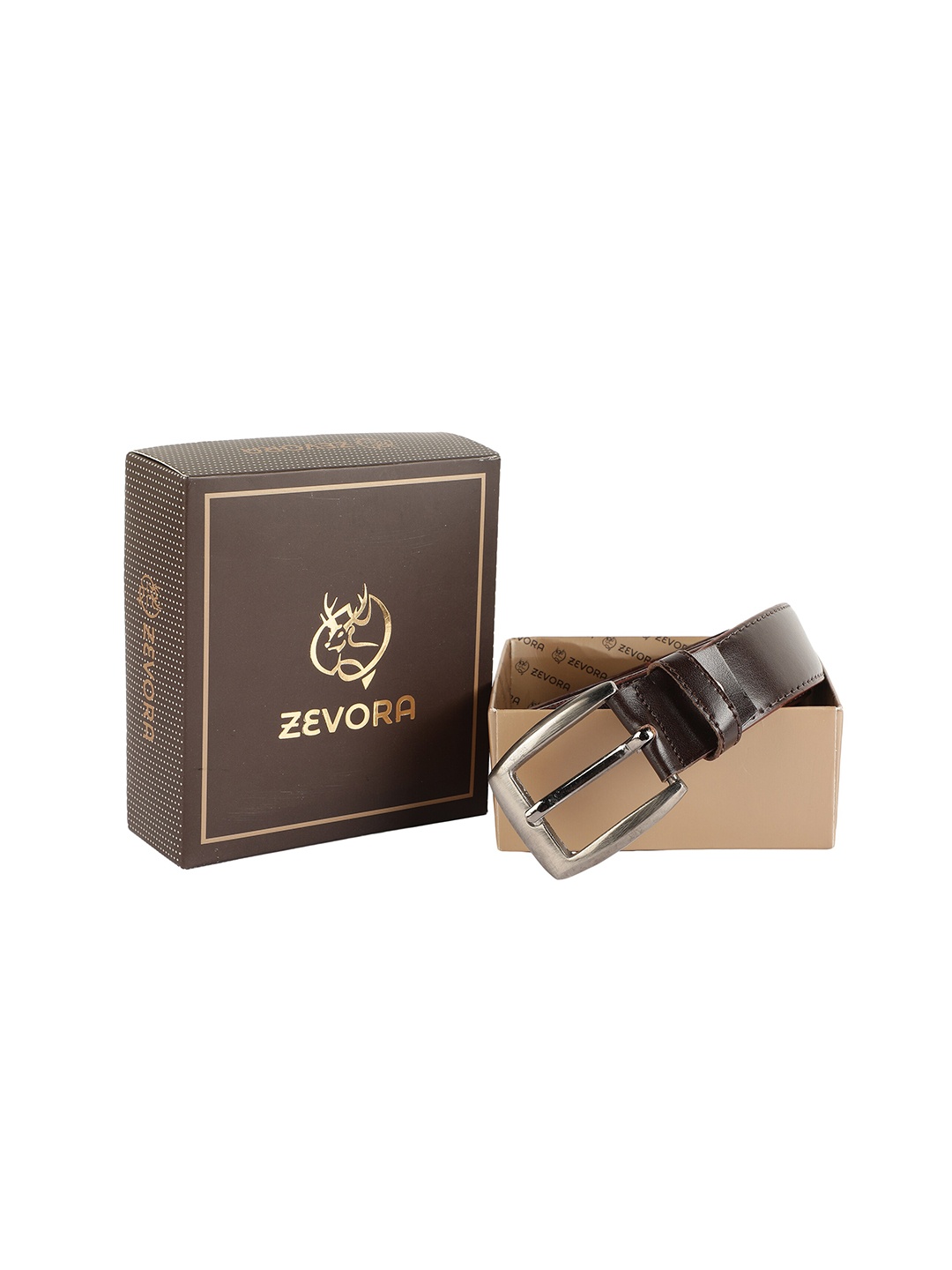 

ZEVORA Men Brown Solid Genuine Leather Belt