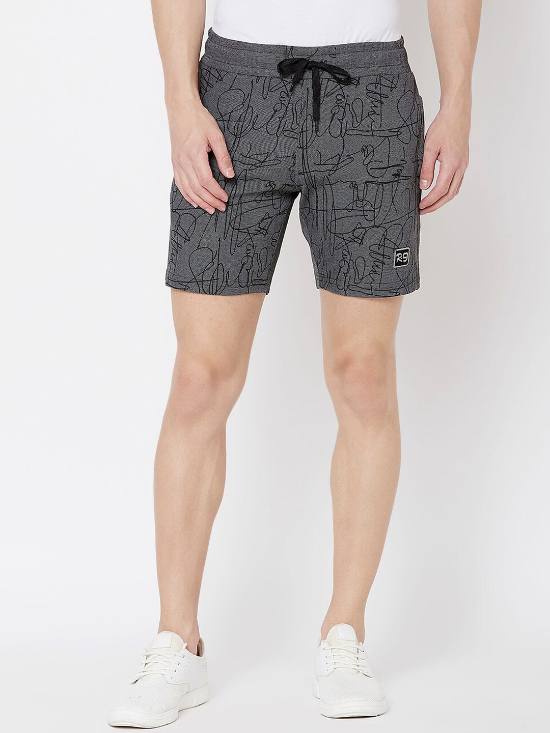 

V2 Value & Variety Men Black Abstract Printed Cotton Regular Fit Shorts