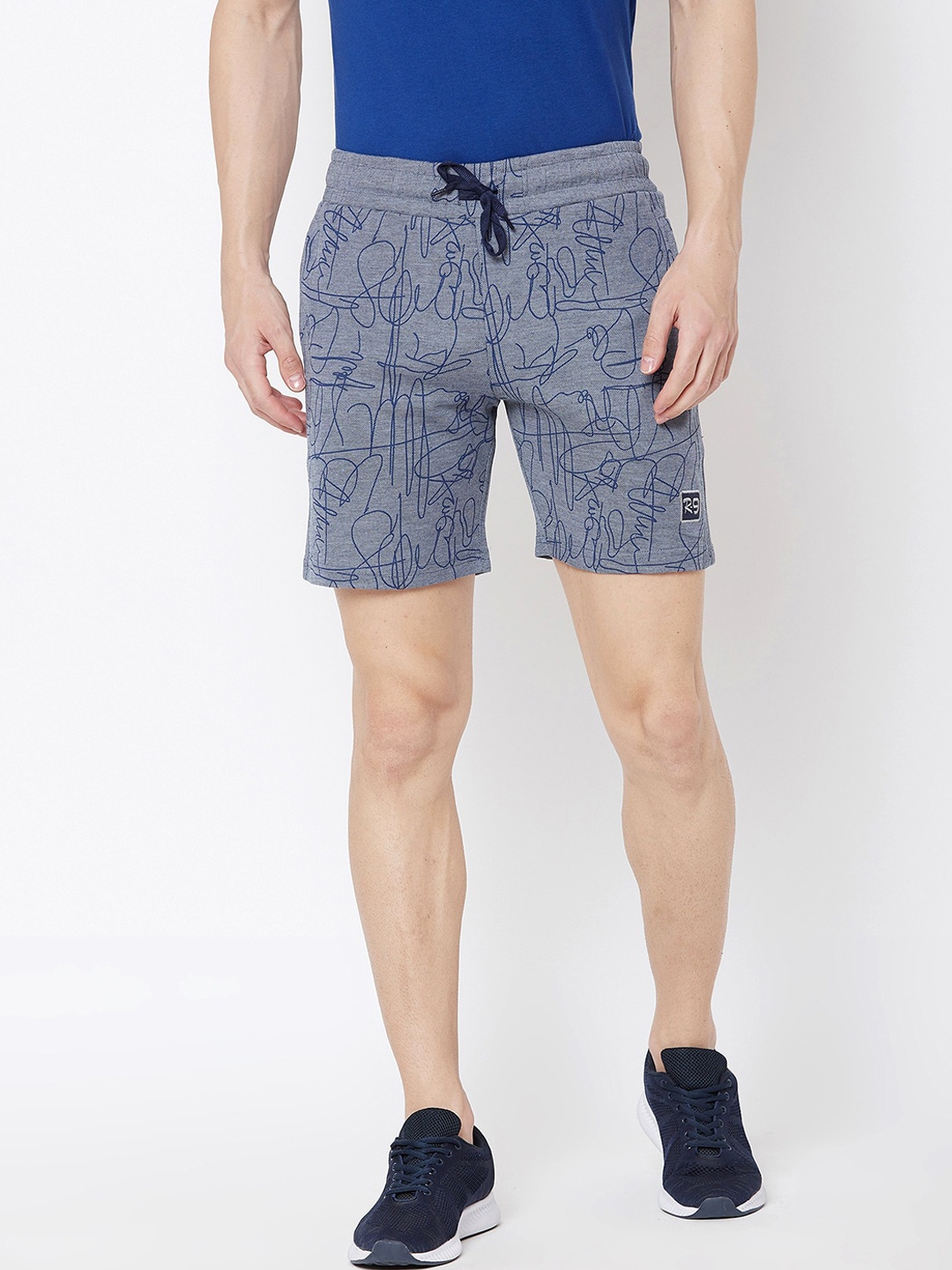 

V2 Value & Variety Men Navy Blue Regular Fit Printed Sports Shorts