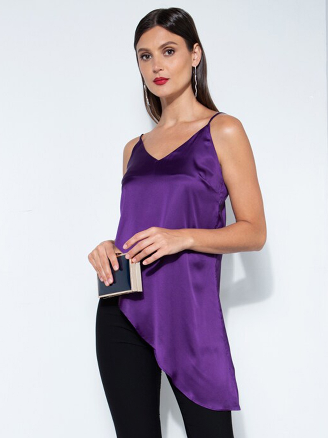 

ZALORA OCCASION Purple Asymmetric Satin Cami Top