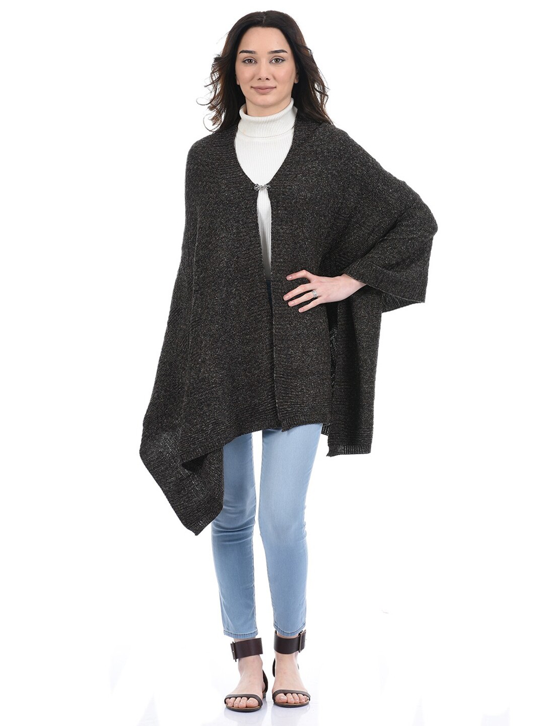 

American Eye Women Coffee Brown Acrylic Shrug