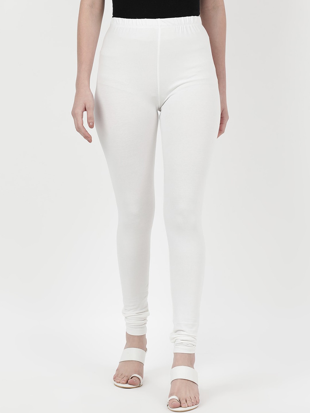 

V2 Value & Variety Women White Solid Cotton Churidar-Length Leggings