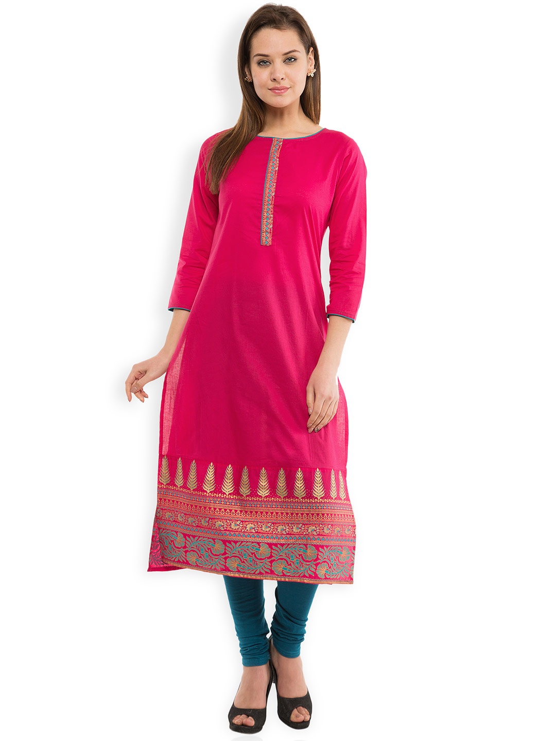 

Vishudh Women Pink Solid Kurta