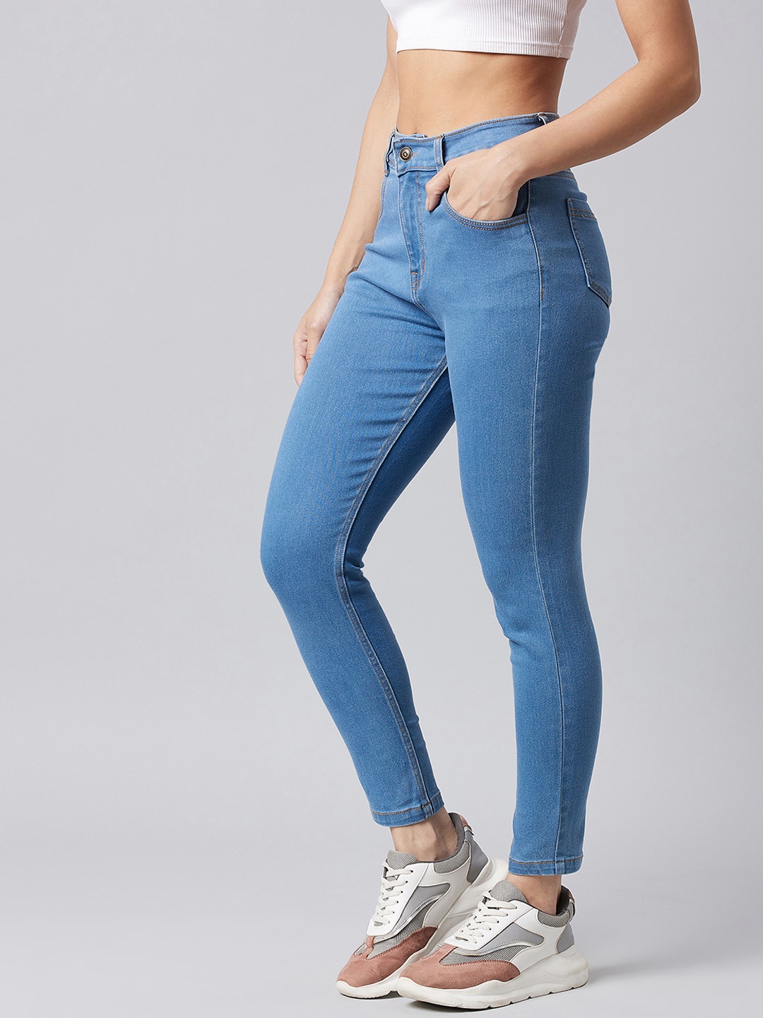 

DOLCE CRUDO Women Blue Skinny Fit Stretchable High-Rise Jeans