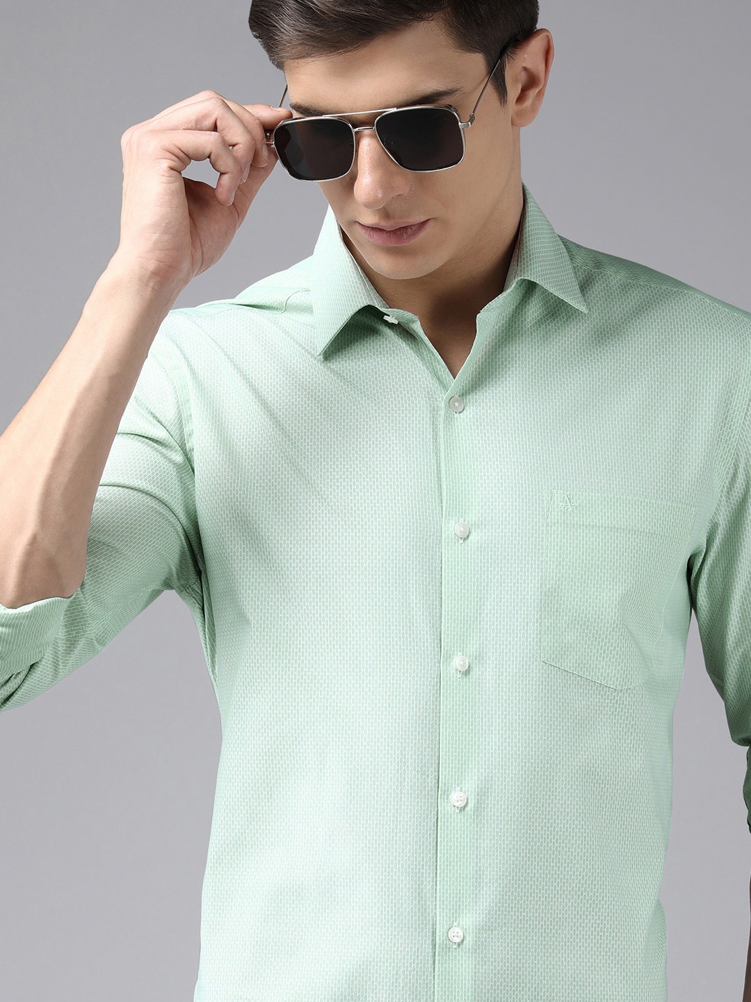 

Arrow Men Green Original Slim Fit Printed Pure Cotton Formal Shirt