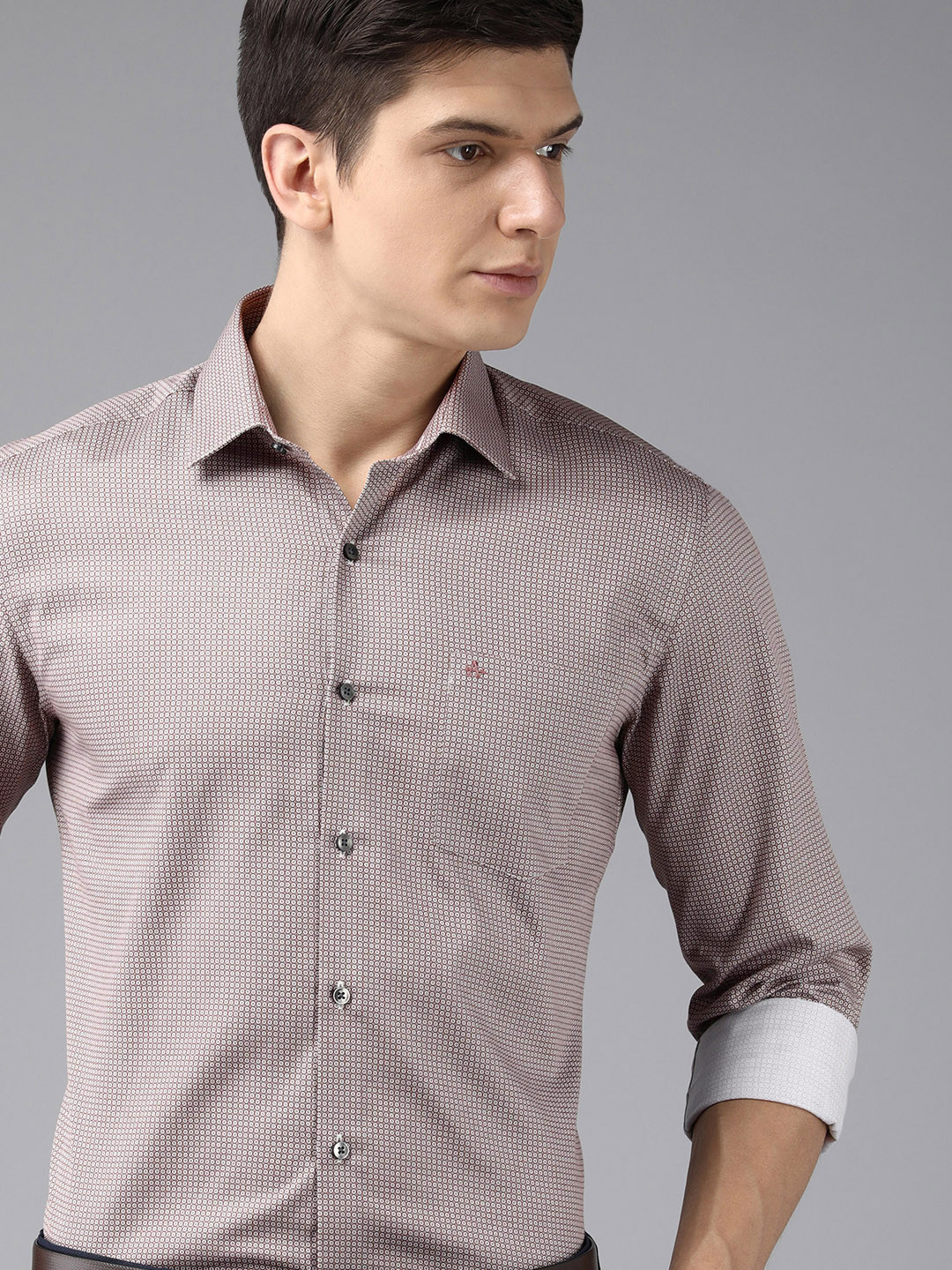 

Arrow Men Brown & White Original Slim Fit Printed Pure Cotton Formal Shirt