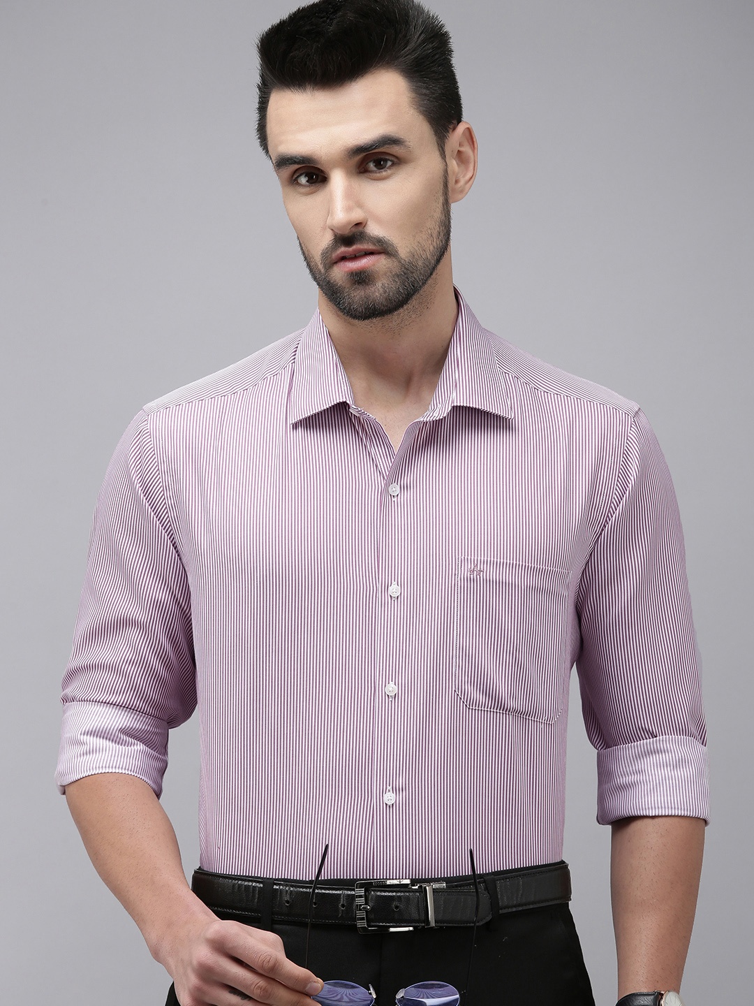 

Arrow Men Purple Original Slim Fit Striped Pure Cotton Formal Shirt
