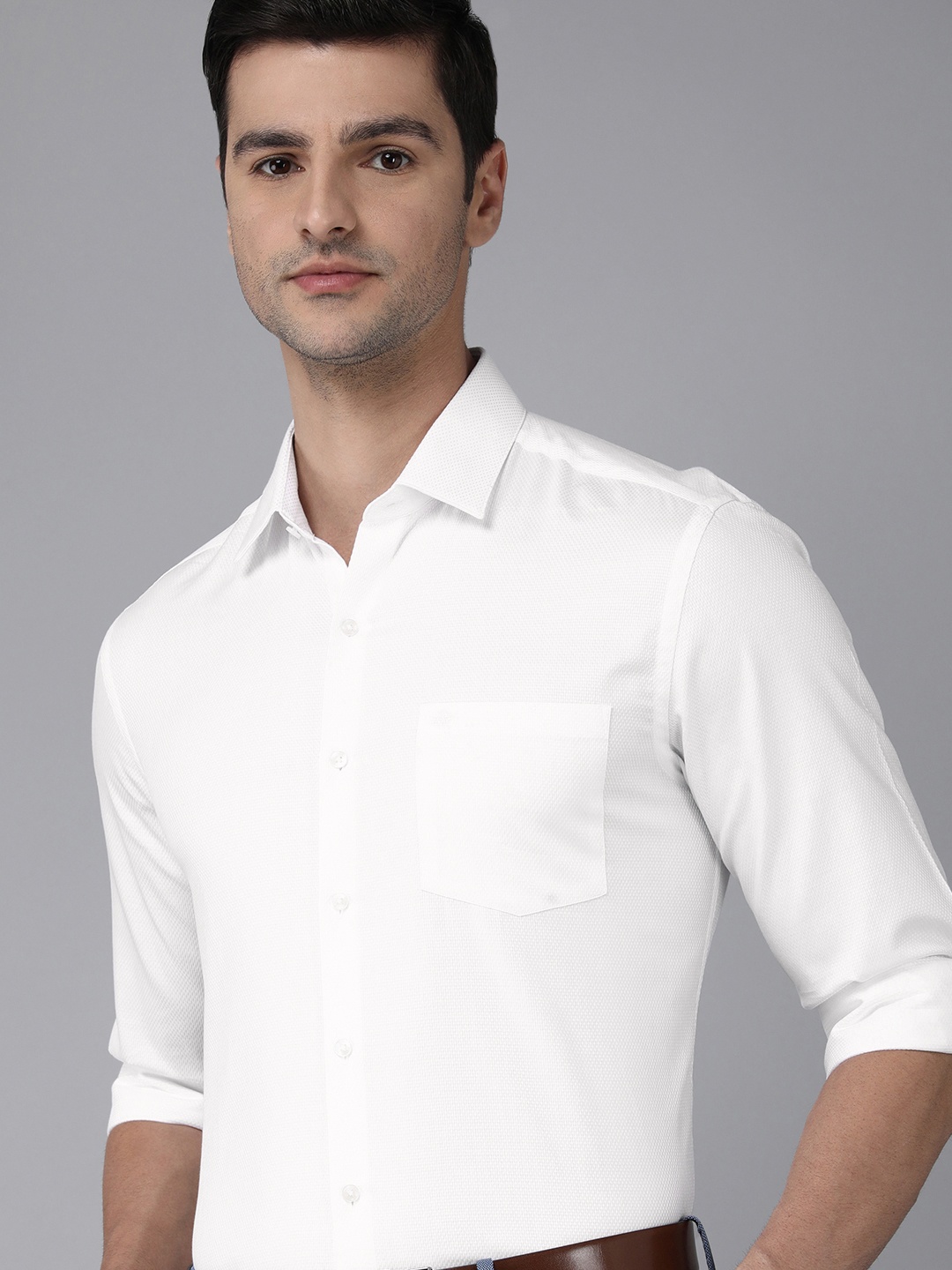 

Arrow Men White Self Design Original Slim Fit Pure Cotton Formal Shirt