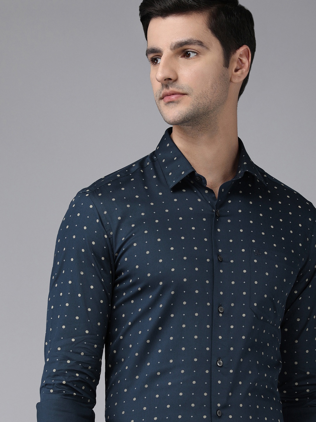 

Arrow Men Blue Polka Dot Printed Original Slim Fit Formal Shirt