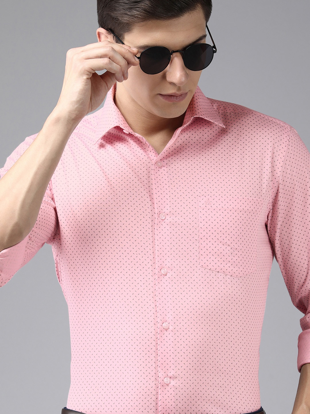 

Arrow Men Light Pink Original Slim Fit Printed Pure Cotton Formal Shirt