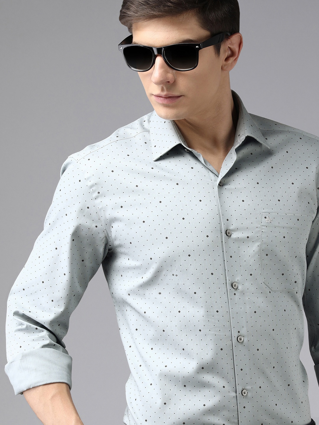 

Arrow Men Light Grey Original Slim Fit Printed Pure Cotton Formal Shirt