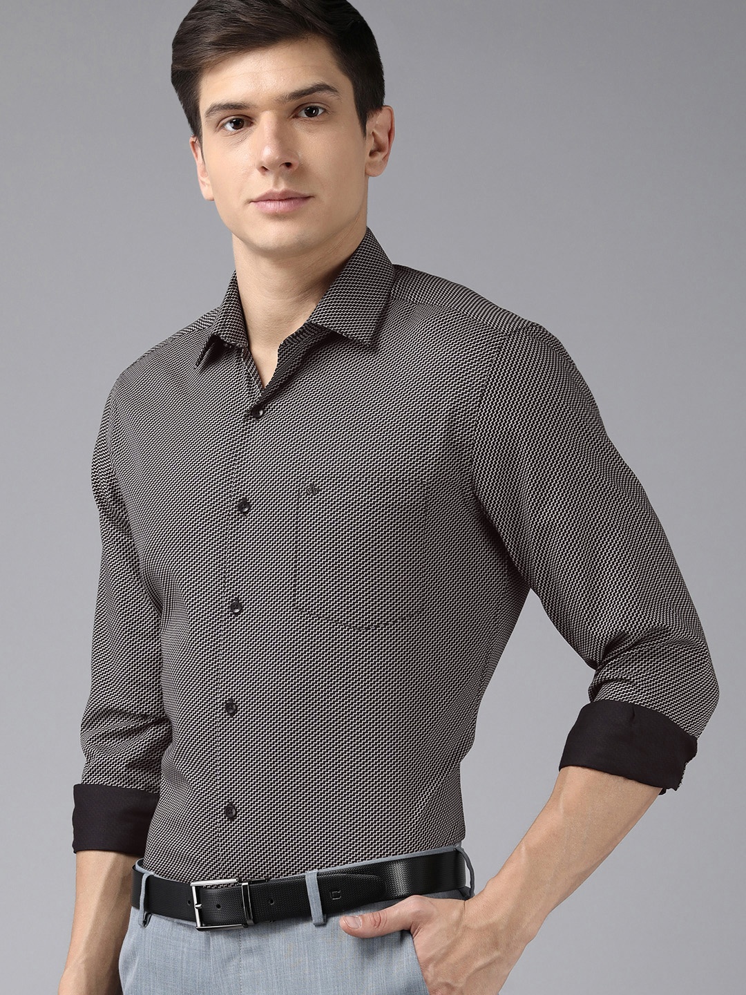 

Arrow Men Black Original Slim Fit Printed Formal Shirt