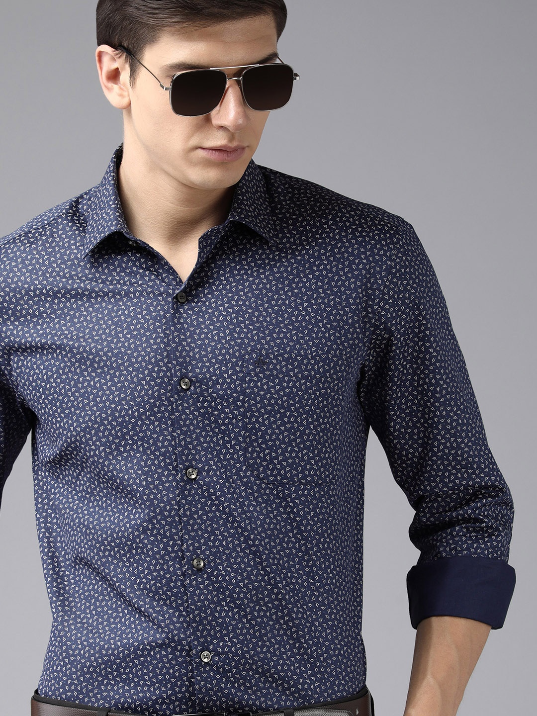 

Arrow Men Navy Blue Original Slim Fit Geometric Printed Formal Shirt