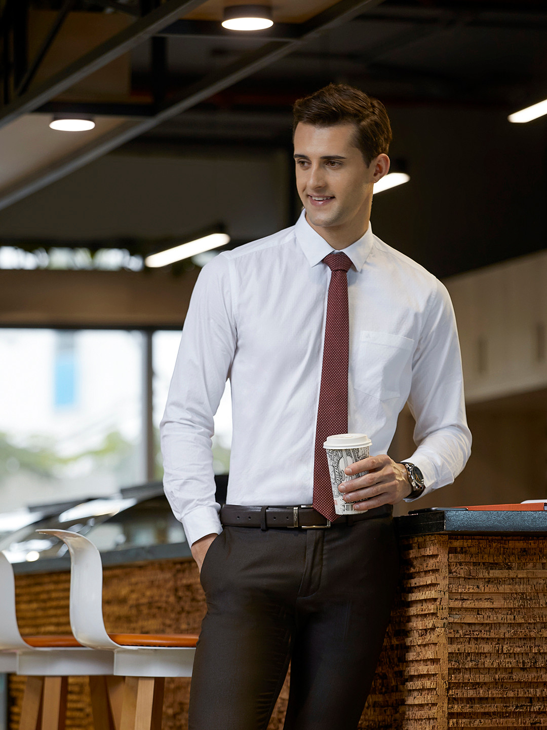 

Arrow Men White Self Design Original Slim Fit Pure Cotton Formal Shirt