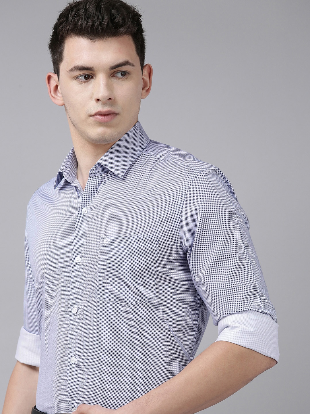 

Arrow Men Blue Original Micro Checks Printed Slim Fit Formal Shirt
