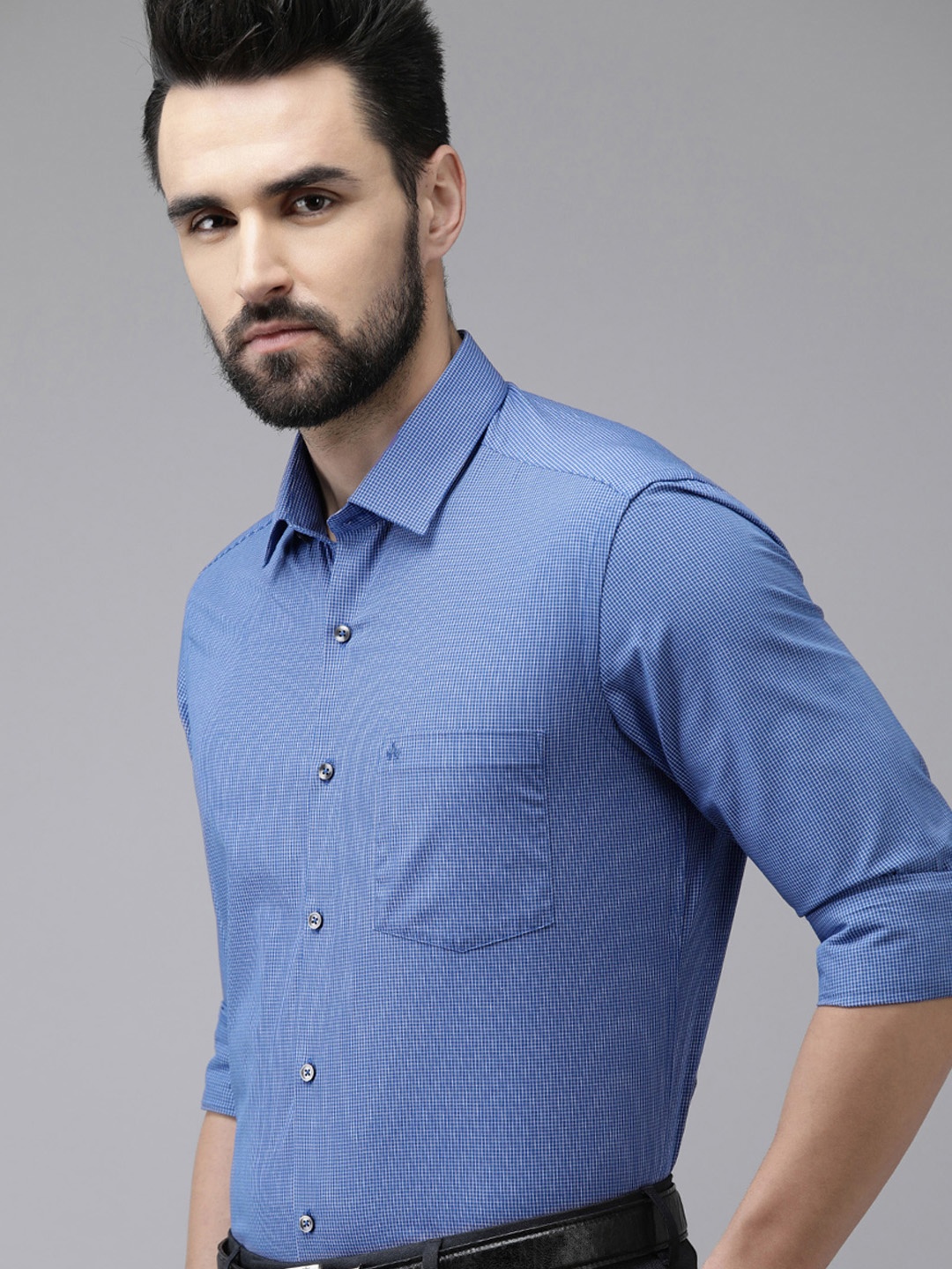 

Arrow Men Blue Original Slim Fit Micro Checked Pure Cotton Formal Shirt