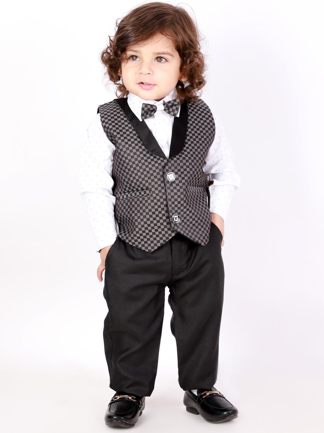

KID1 Boys Black & Grey Checked 4-Piece Party Suit