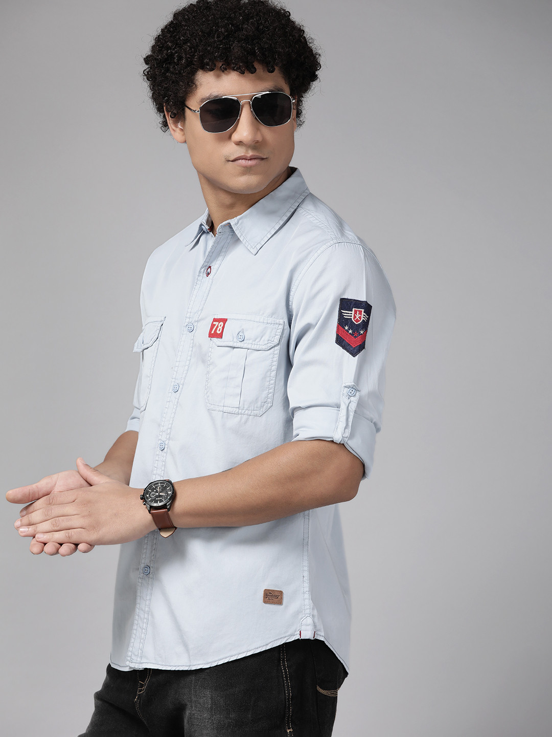 

The Roadster Lifestyle Co. Men Pure Cotton Casual Shirt, Blue