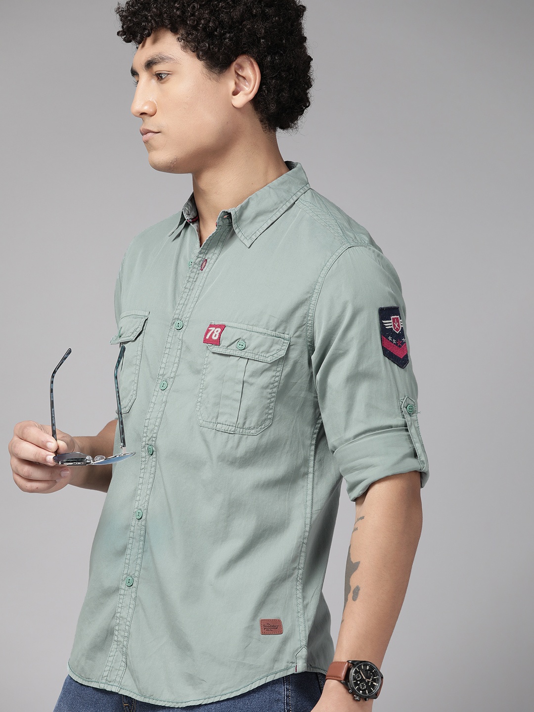 

The Roadster Lifestyle Co. Men Casual Shirt, Green