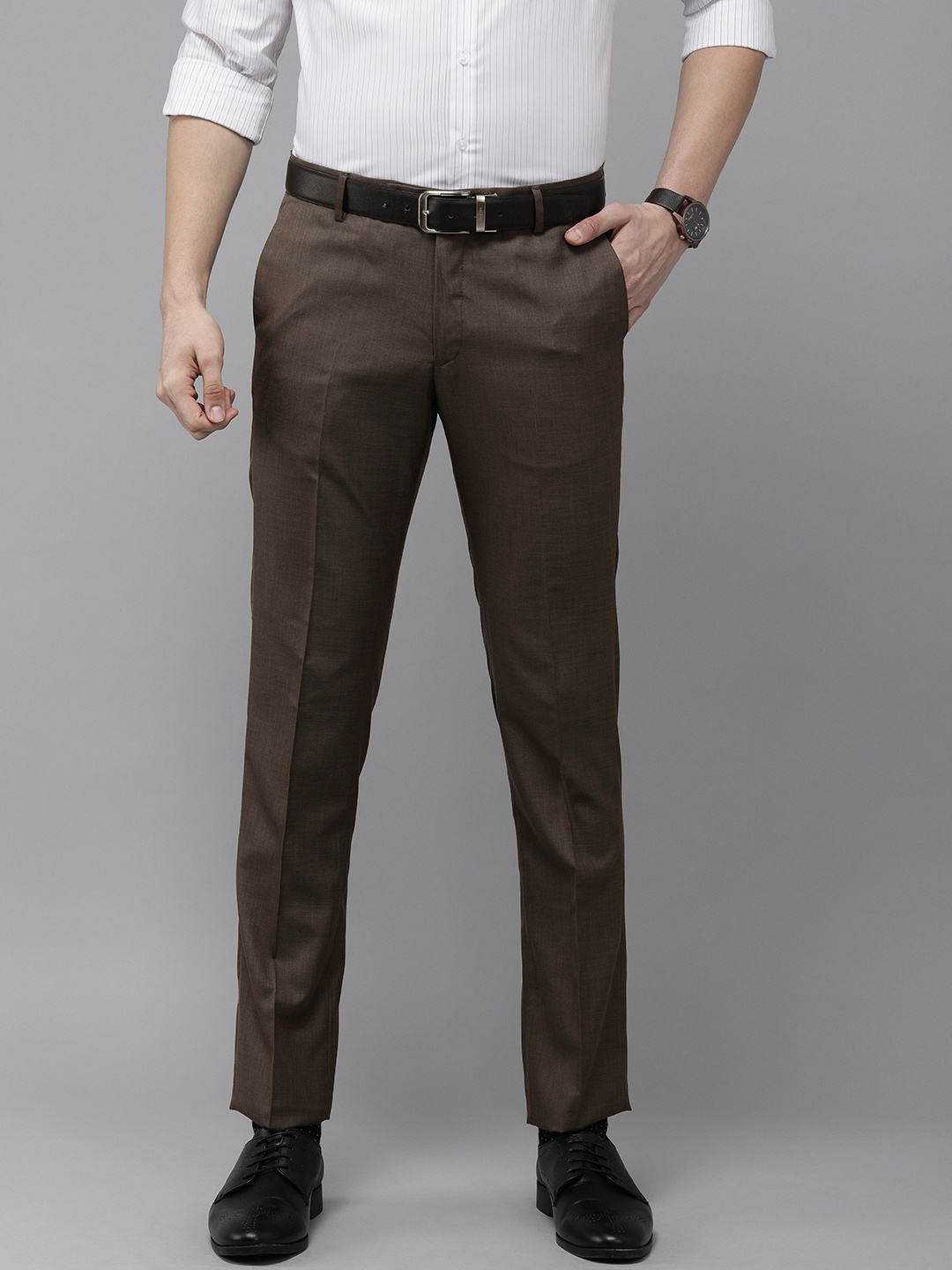 

Arrow Men Brown Hudson Tailored Fit Formal Trousers