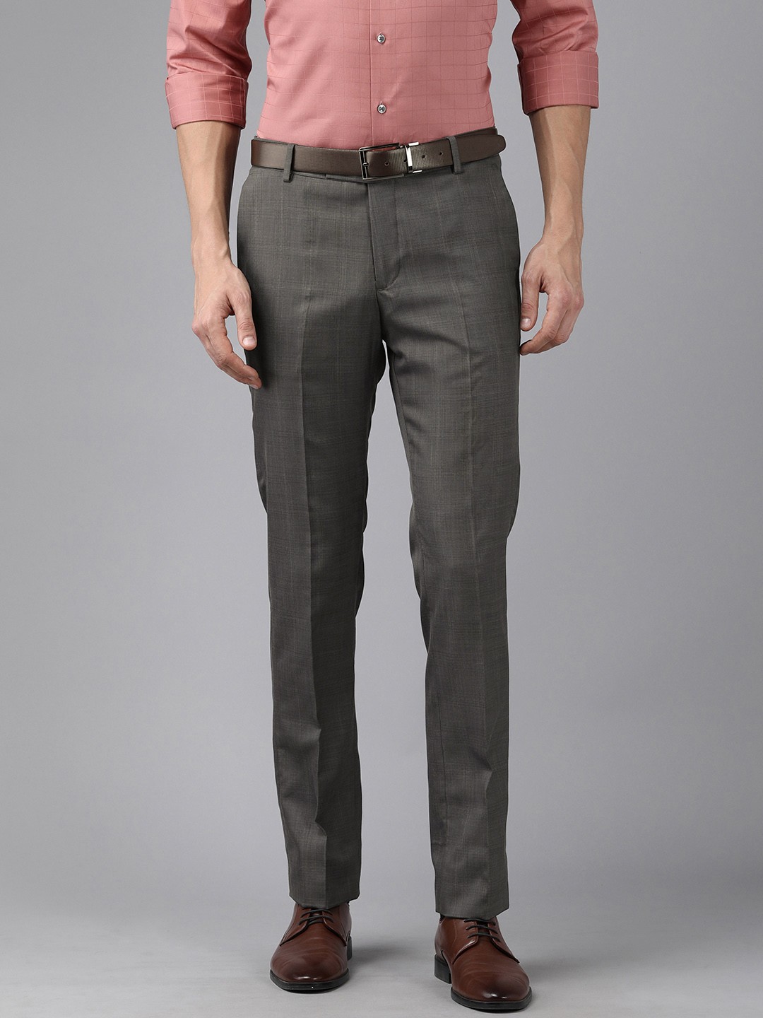 

Arrow Men Dark Grey Checked Tailored Fit Formal Trousers