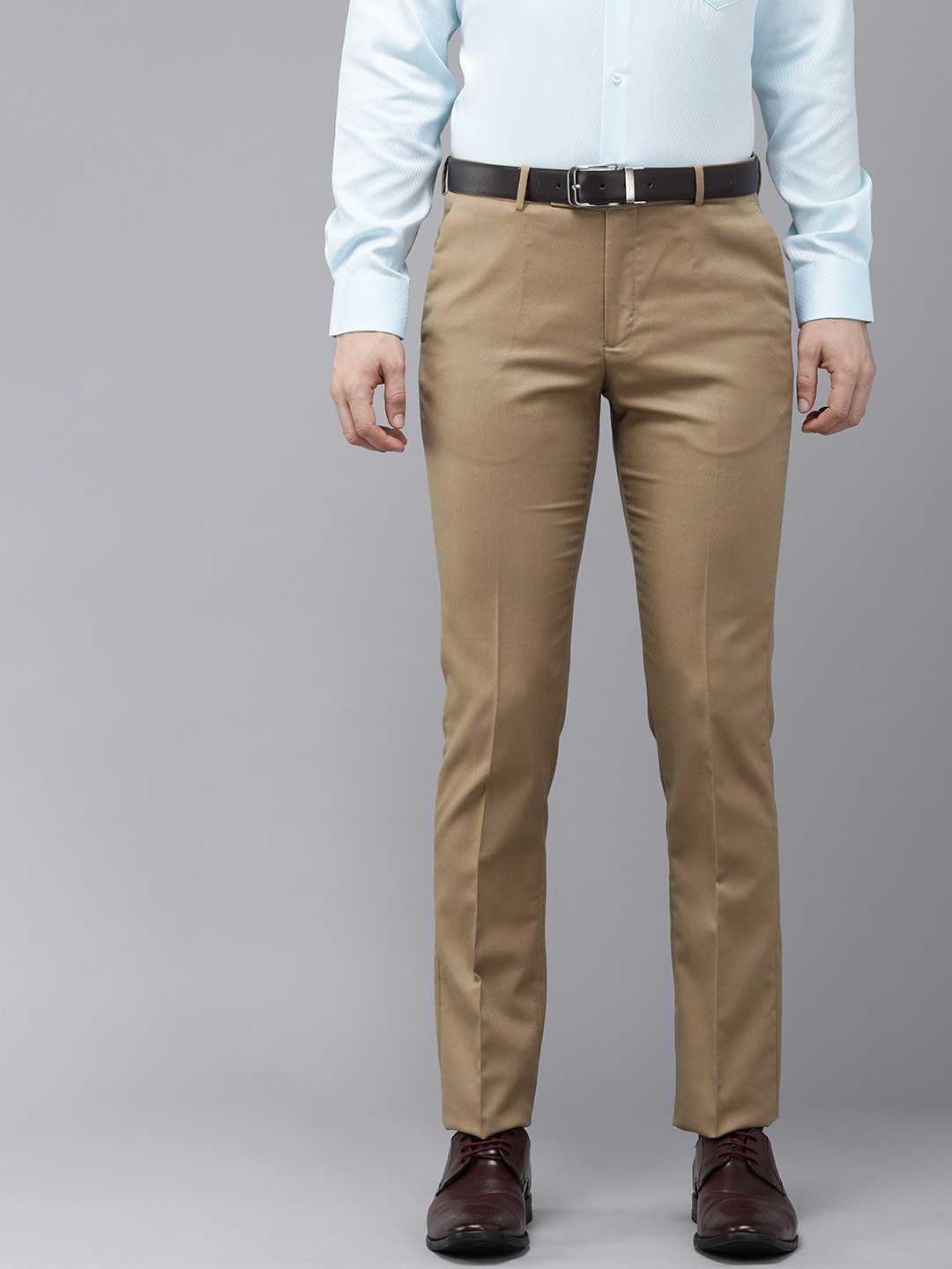 

Arrow Men Khaki Textured Tailored Fit Formal Trousers