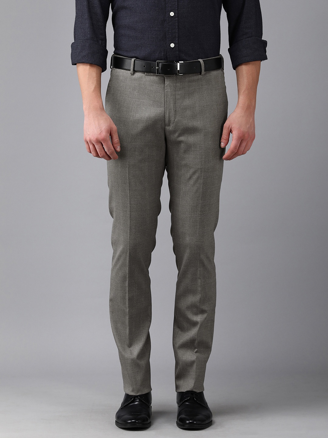 

Arrow Men Grey Checked Tailored Fit Formal Trouser