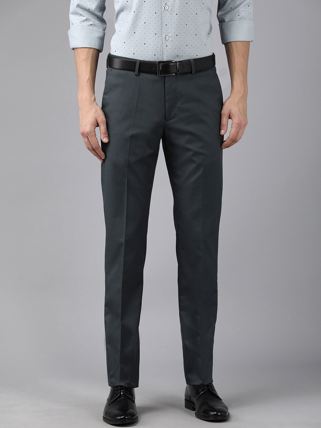 

Arrow Men Dark Grey Solid Mid-Rise Tailored Fit Formal Trousers
