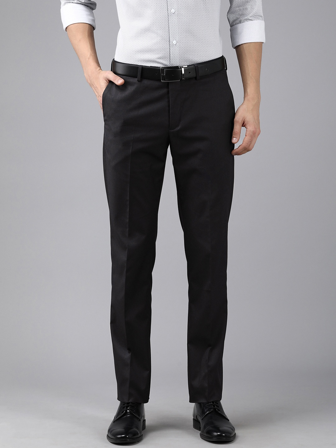 

Arrow Men Blue Textured Mid Rise Tailored Fit Formal Trousers