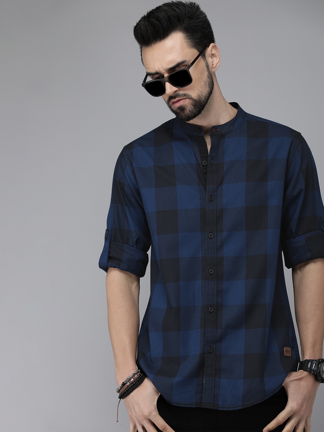 

Roadster Men Blue Buffalo Checked Pure Cotton Casual Shirt
