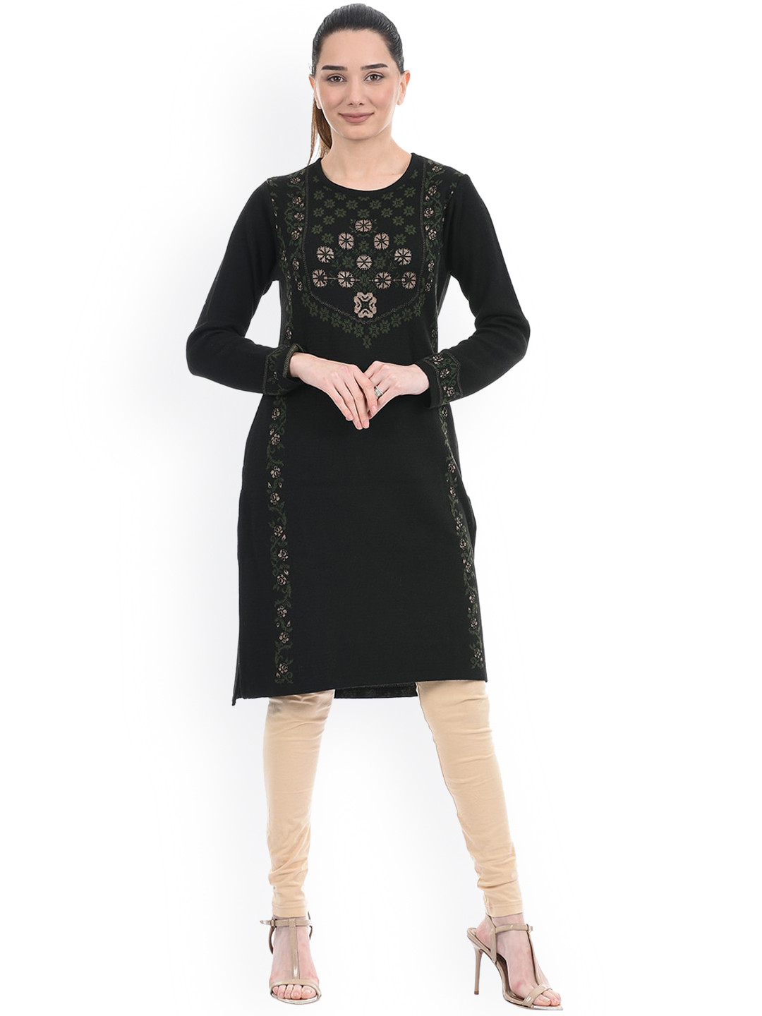

American Eye Women Black Printed Sweater Kurta