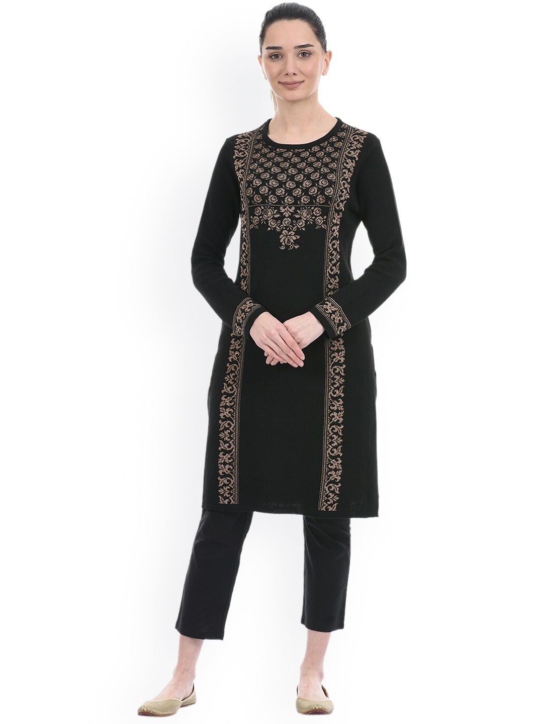 

American Eye Women Black Ethnic Motifs Printed Acrylic Kurta