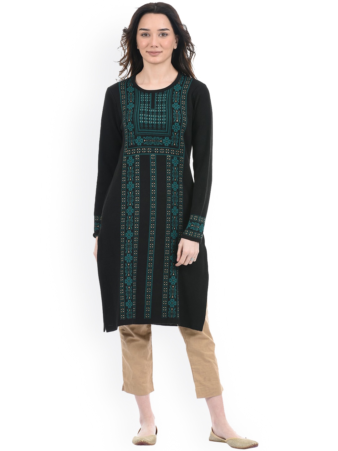 

American Eye Women Black Printed Sweater Kurta