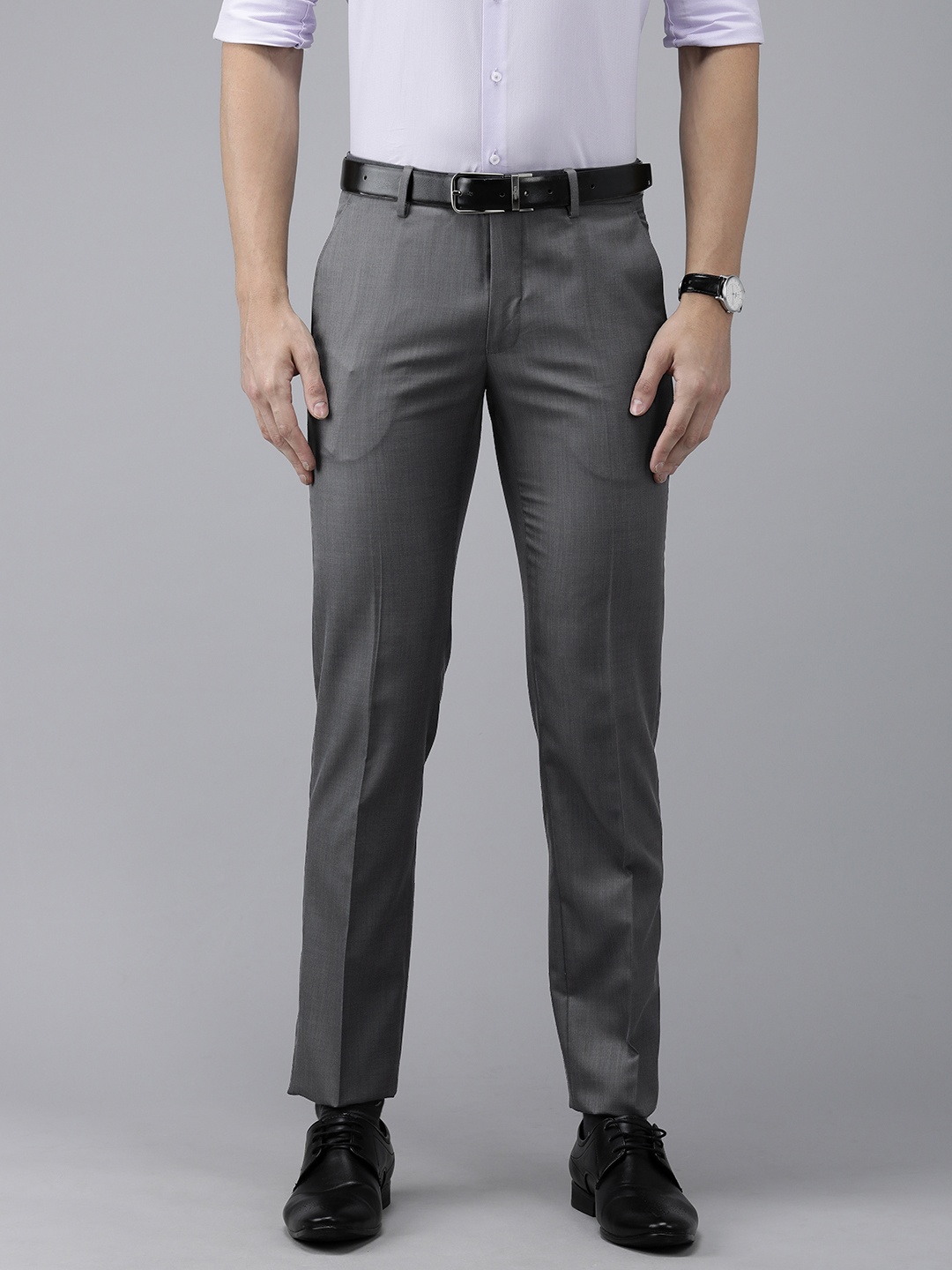 

Van Heusen Men Grey Solid Slim Fit Trousers
