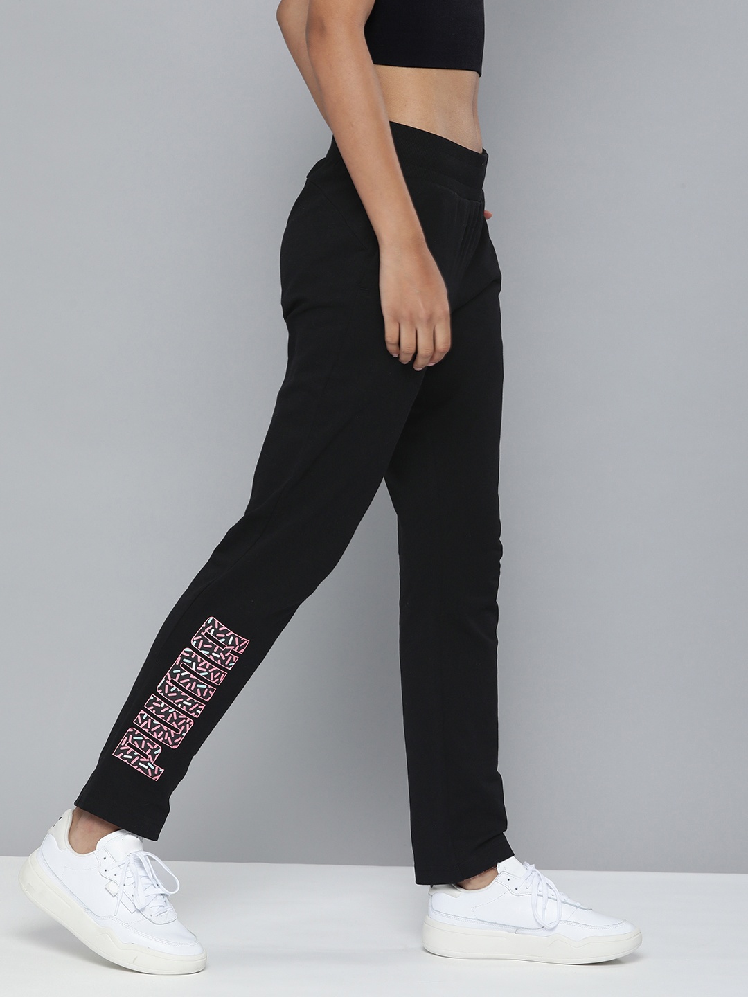 

Puma Women Black Brand logo Printed Slim Fit Track Pants