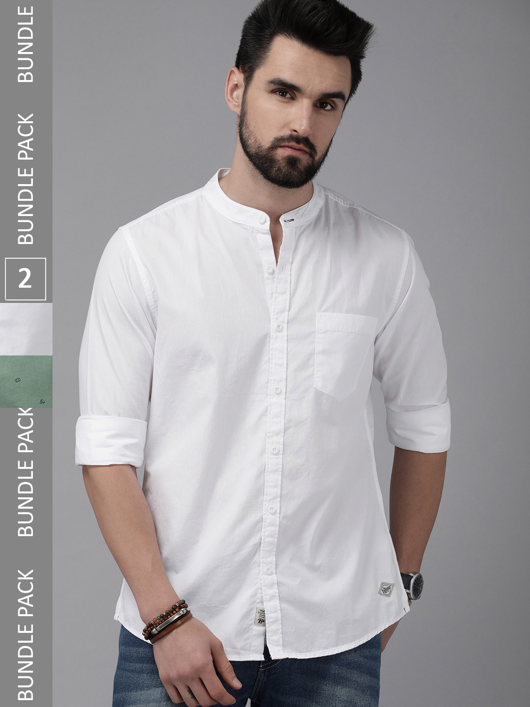 

The Roadster Life Co. Men White Solid Pure Cotton Casual Shirt-Pack Of 2