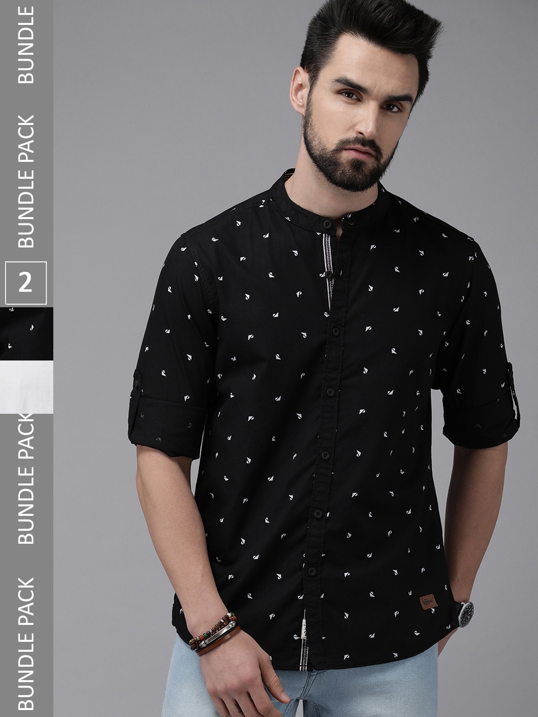 

The Roadster Life Co. Men Black Geometric Printed Pure Cotton Casual Shirt-Pack Of 2