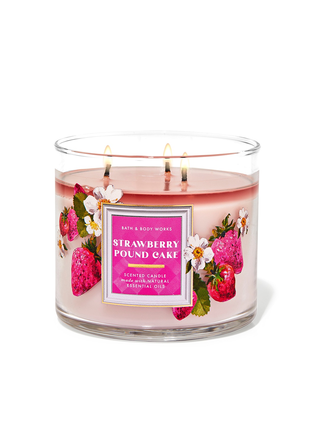 

Bath & Body Works Strawberry Pound Cake 3-Wick Scented Candle - 411g, Red