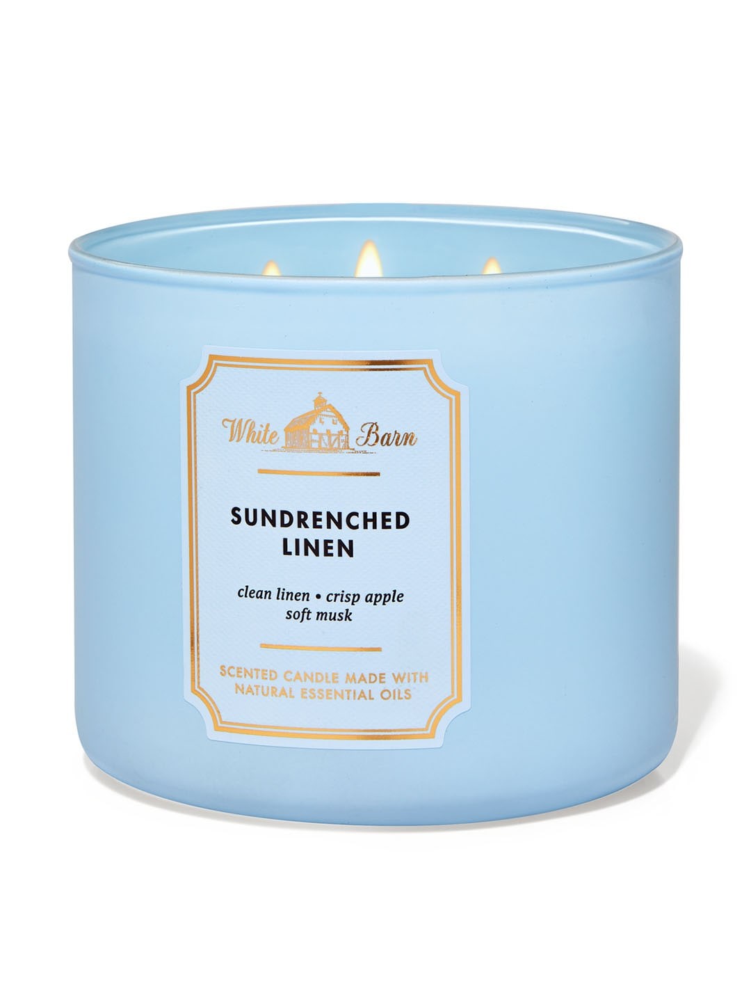 

Bath & Body Works Sun-Drenched Linen 3-Wick Scented Candle - 411g, Blue