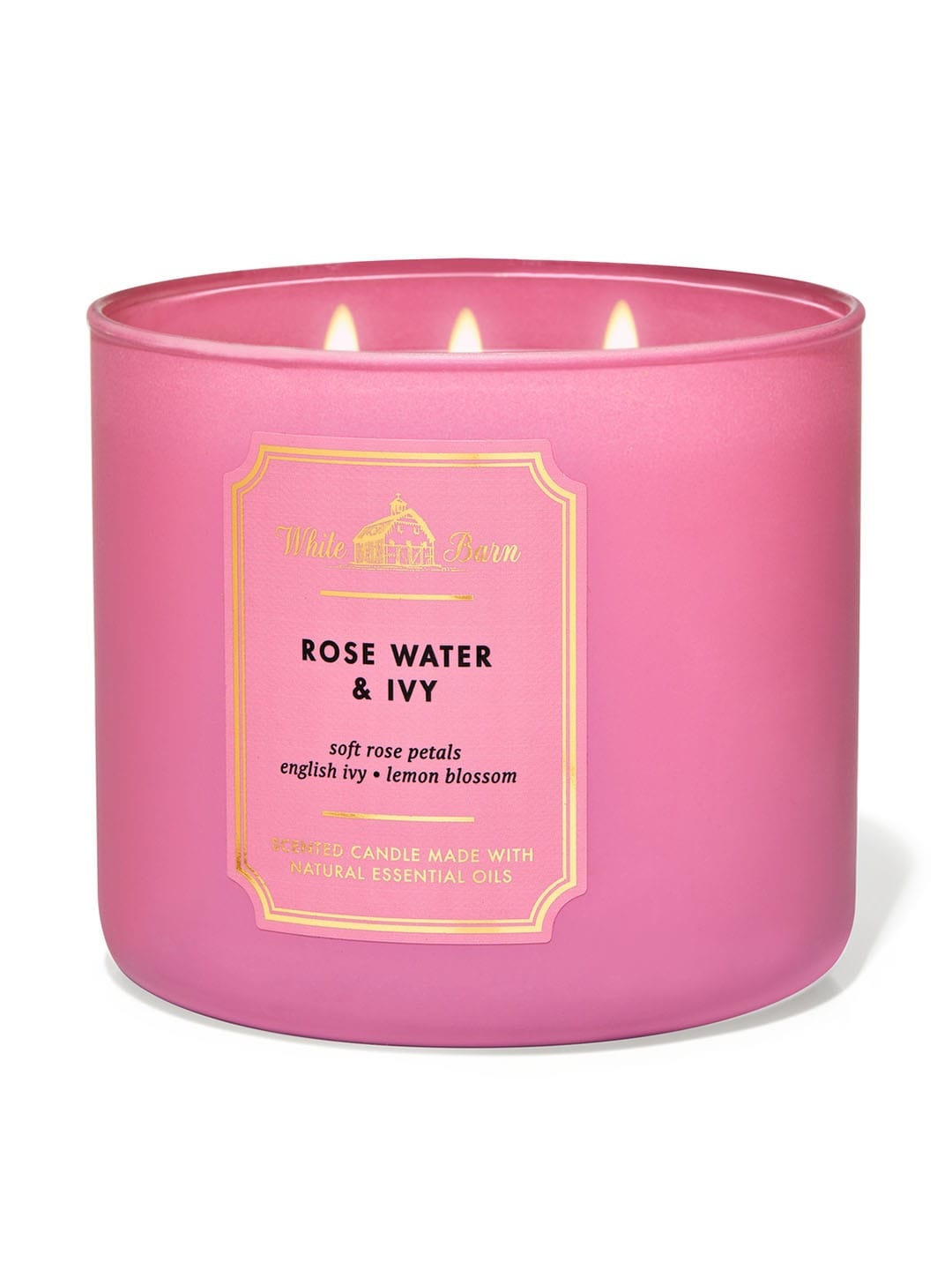 

Bath & Body Works Rose Water & Ivy 3-Wick Scented Candle - 411g, Pink