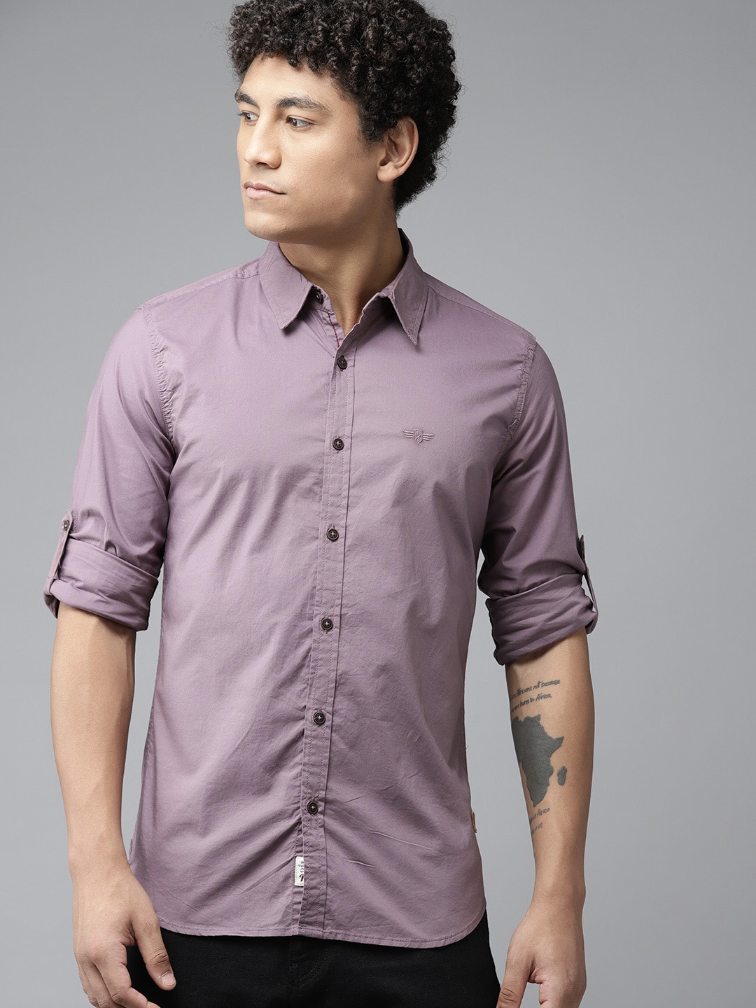 

The Roadster Lifestyle Co. Slim Fit Opaque Casual Shirt, Mauve