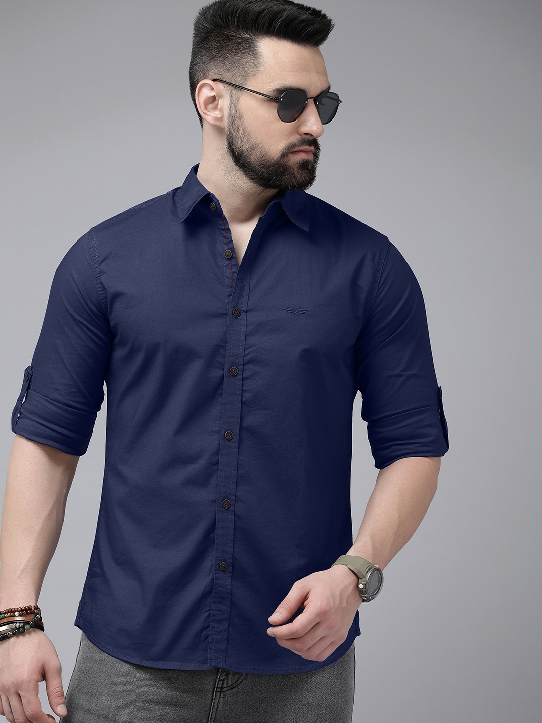 

The Roadster Lifestyle Co. Men Slim Fit Casual Shirt, Navy blue