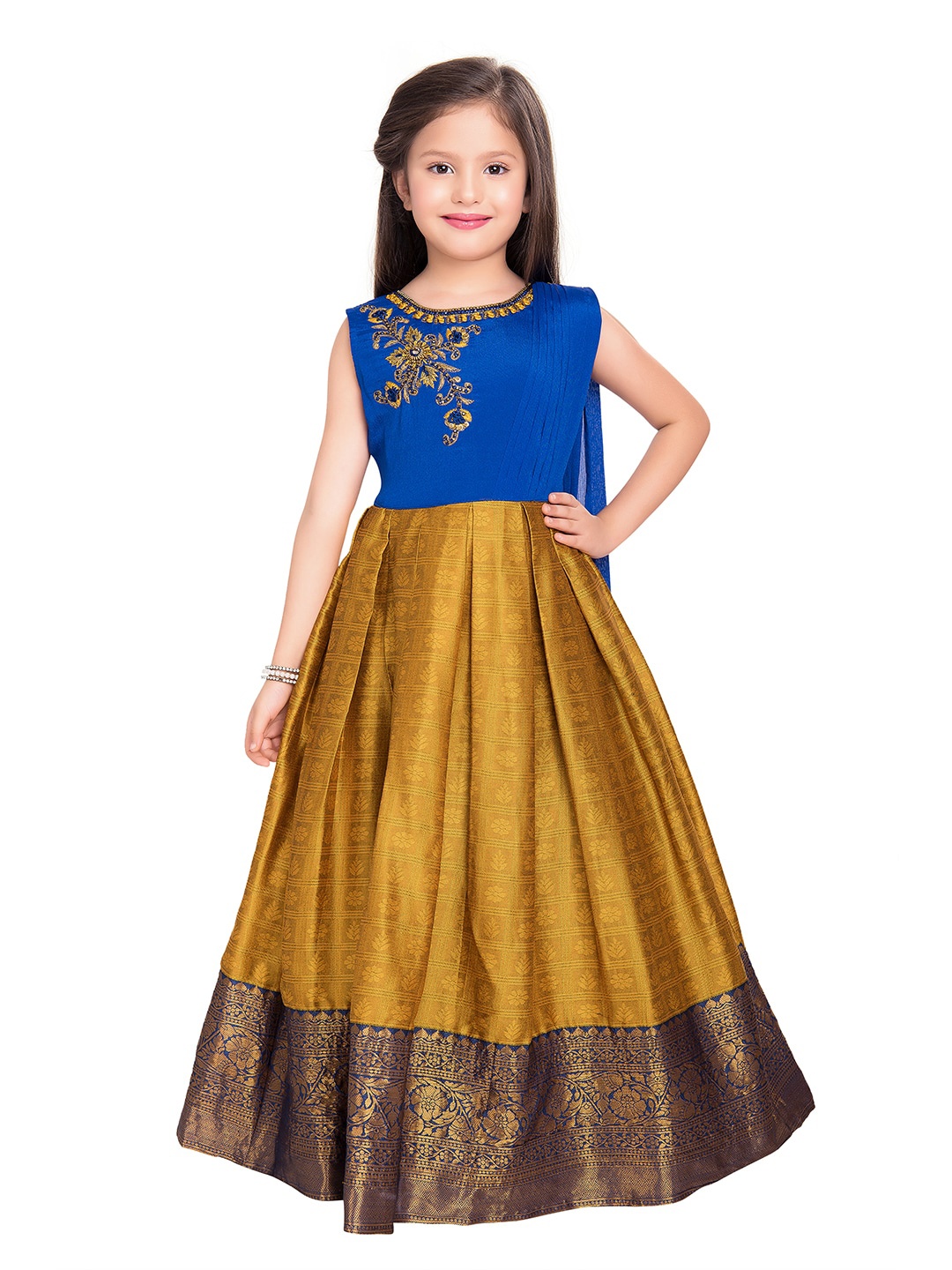 

BETTY Mustard Yellow Floral Satin Maxi Dress, Blue